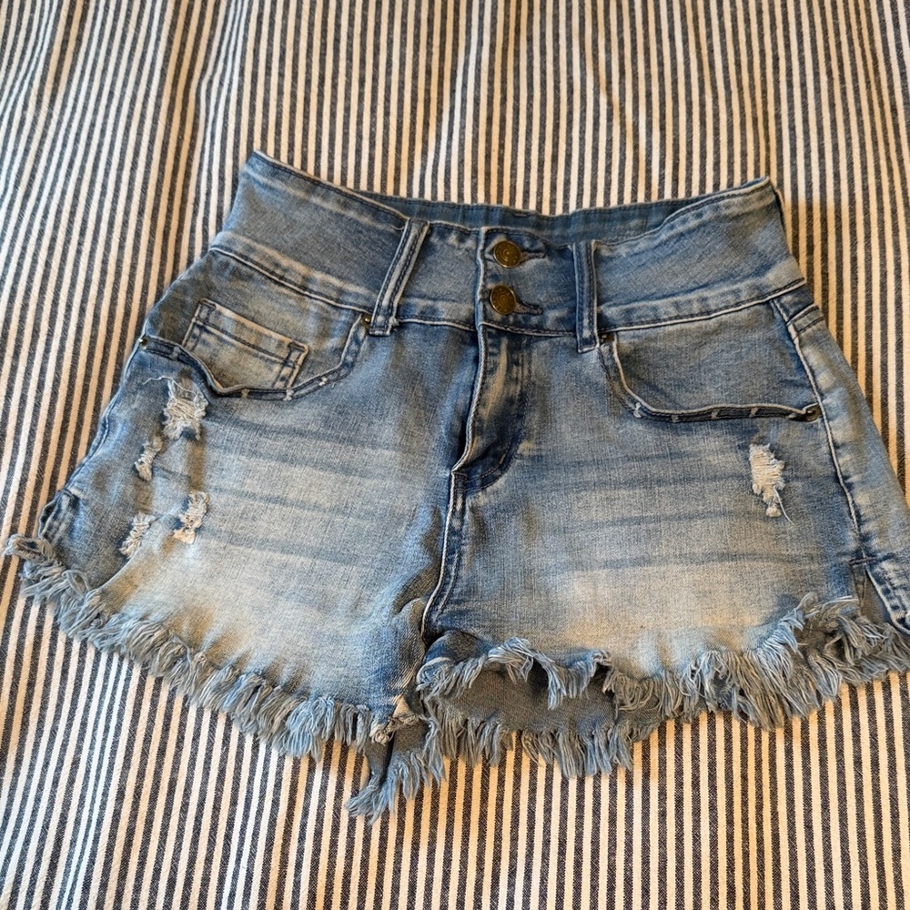 Denim Frayed Hem Women Shorts